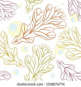 Fall of the leaves. Colored skeleton decorative leaves. Seamless pattern for textile, wallpapers, gift wrap and scrapbook. Vector illustration.