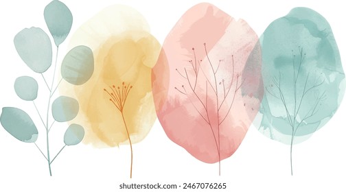 Fall Leaves Colorful Design Collection Isolated. Fall Leaves clipart objects set isolated on white, transparent for making compositions. Vector design.