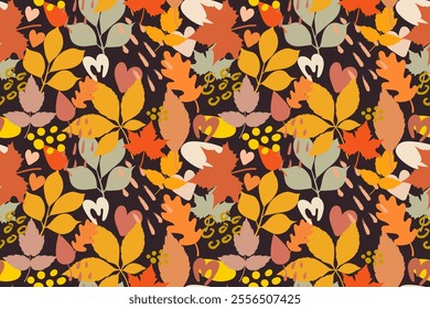 Fall leaves colorful seamless pattern for fabric, paper, presentations, banners, flyers