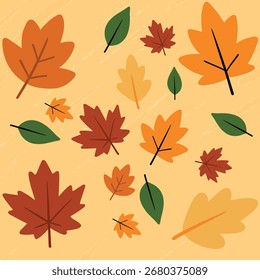 Fall leaves design illustration hand drawn in vector. Autumn seasonal