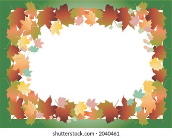 fall leaves frame with green border(all the parts that appear white,are transparent)
