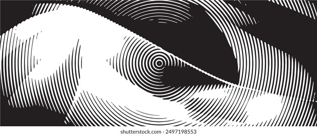 Hojas de otoño. Medio tono con círculos. Ilustración vectorial
