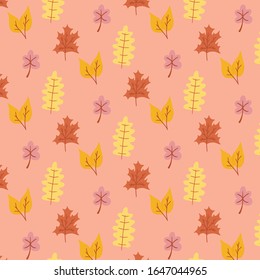 fall leaves hand drawn pattern template vector