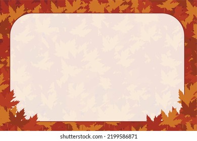 fall leaves holiday thanksgiving illustration scene with rounded white insert and border featuring yellow, gold, red, brown and orange autumn colors