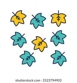 fall leaves icon with white background vector stock illustration