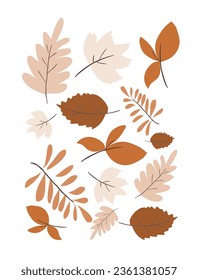 Fall leaves illustration autumnal tones