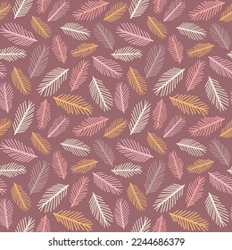 Fall leaves pattern background. Autumn leaf seamless repeat. Design element of hand drawn seasonal foliage in warm and cosy colours. 