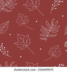 Fall of the Leaves Seamless Autumn Pattern. Autumn Leaves are drawn with chalk on the broun chalkboard. Seamless Pattern for textile, wallpapers, gift wrap and scrapbook. Vector.