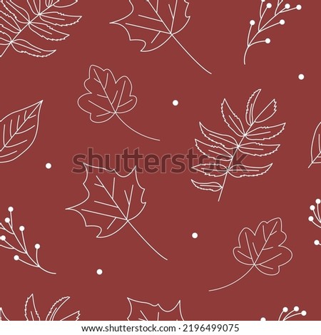 Fall of the Leaves Seamless Autumn Pattern. Autumn Leaves are drawn with chalk on the broun chalkboard. Seamless Pattern for textile, wallpapers, gift wrap and scrapbook. Vector.