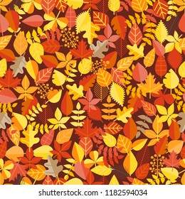 Fall leaves seamless background. Vector illustration