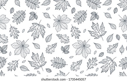 Fall of the leaves. Seamless pattern with autumn leaves for textile, wallpapers, gift wrap and scrapbook. Vector illustration.