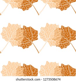 Fall leaves seamless pattern for textile, covers, gift wrapping paper, scrapbook. Vector illustration.