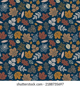 Fall leaves seamless vector pattern for fabric, wrapping paper and wallpaper