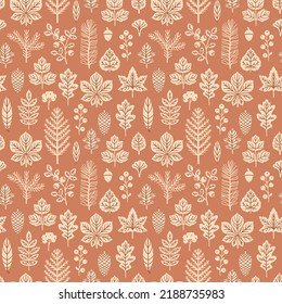 Fall leaves seamless vector pattern for fabric, wrapping paper and wallpaper