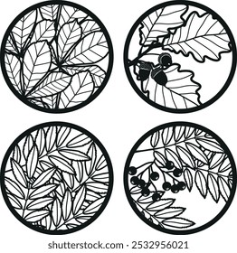 Fall Leaves Vector Art, falling leaves, leaves laser cut, clip art file​, clipart leaves fall​, laser cut file