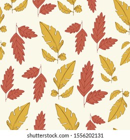 fall leaves yellow and red seamless pattern