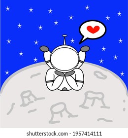 Fall in Love astronaut, vector illustration suitable for printing at T-shirt or other