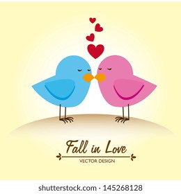 fall in love design over cream background vector illustration