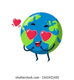 Fall in love earth mascot character illustration