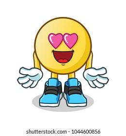 fall in love emoticon mascot vector cartoon illustration