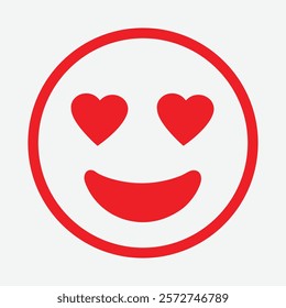 Fall in love face Emoji Icon Vector. Smiley face in love line art vector. Heart Icon Emoji. Happy Valentine's Day.