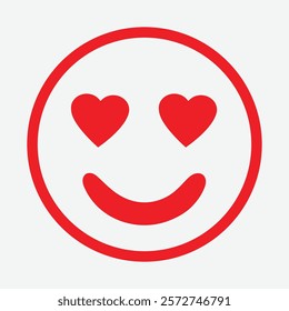 Fall in love face Emoji Icon Vector. Smiley face in love line art vector. Heart Icon Emoji. Happy Valentine's Day.