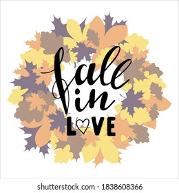 Fall in love hand drawn lettering fall, autumn and school season quotes and pharses for cards, banners, posters design.
