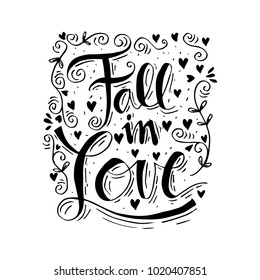 Fall in love hand lettering