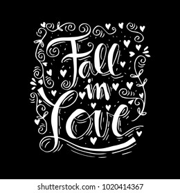 Fall in love hand lettering