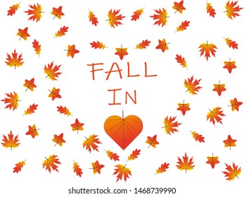 Fall in love with heart shape formed of leaves