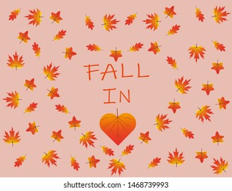 Fall in love with heart shape formed of leaves