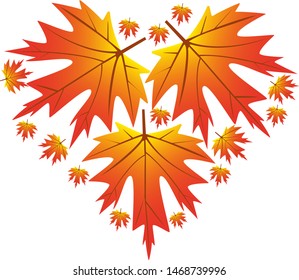 Fall in love with heart shape formed of leaves