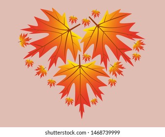 Fall in love with heart shape formed of leaves