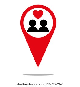 Fall in love icon inside location pictogram