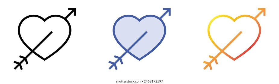 fall in love icon. Linear, Blue Fill and Gradient Style Design Isolated On White Background