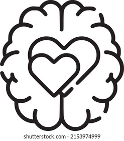 Fall in love icon, vector icon of the brain, brain with hearth. EPS