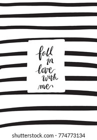 Fall in love with me handdrawn doodle lettering