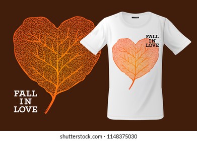 Fall in love. Print on T-shirts, sweatshirts and souvenirs and other uses, vector illustration.