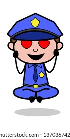 Fall in Love - Retro Cop Policeman Vector Illustration