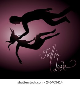 FALL IN LOVE / Silhouette of couple in love 