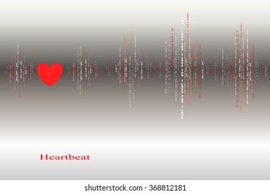Fall in love silver heart beat cardiogram design. Vertical sound waves rhythms with i love you text. Silver valentines love card background Red heart in love song design background Vector illustration