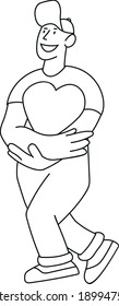 Fall in love simple line art isolated vector  illustration