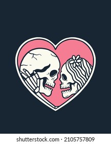 Fall in Love of Skull Romance Illustration