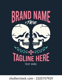 Fall in Love of Skull Romance Illustration