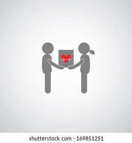 fall in love symbol on gray background 