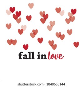fall in love text with hearts