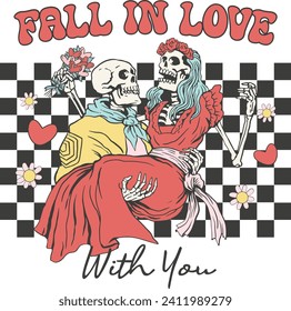 Fall In Love With You, Romantic illustrations, love-themed graphics, and merchandise suitable for T-shirt designs, clipart, and romantic typography