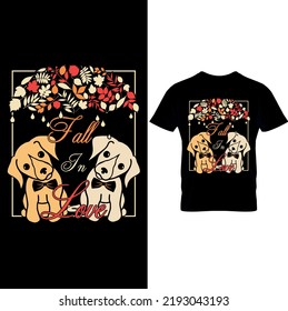 Fall in Love-DOG T-Shirt Design,Vintage Design.Dog T-Shirt Design, Love Shirt, Dog Lover T-Shirt, Animal Lovers Shirt, Dog Lover Shirt, Heart Shirt, Gift For Her– Printable Sublimation Design.