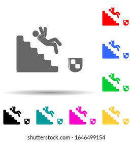 the fall of a man on the stairs multi color style icon. Simple glyph, flat vector of insurance icons for ui and ux, website or mobile application