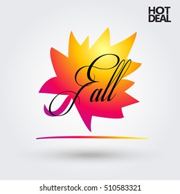 Fall maple leaf icon. Autumn banner. Vector Autumn leaf background. Marketing. Advertising Sale Offer. Hot Deal Sale. Fall sale. Fall leaf icon. Autumn discount. Tag price. Promo. Instagram color 2016